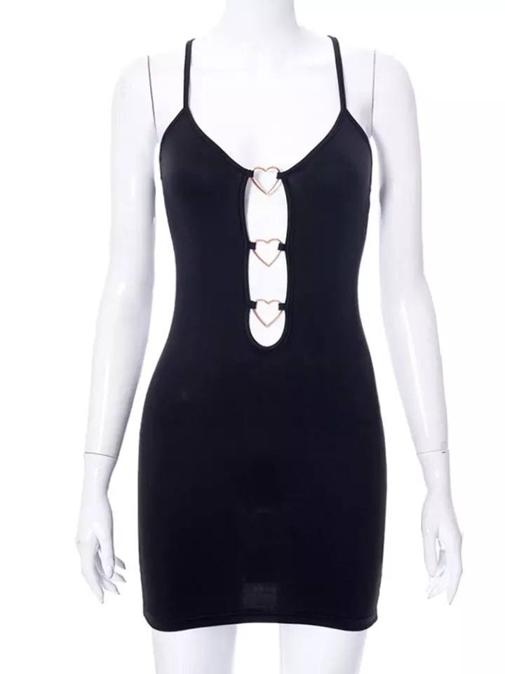Women’s Hollow Out Mini Black Dress