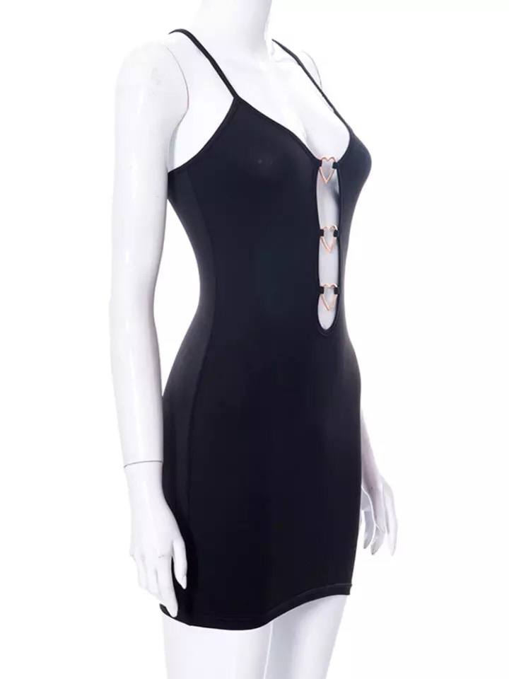 Women’s Hollow Out Mini Black Dress