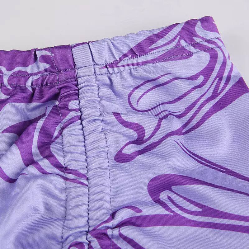 2022 Women’s Sexy Corrugated Printed Irregular Hollow-Out Halter Spaghetti Straps Drawstring Skirt Street Hot Girl Suit