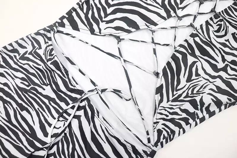 Women Sexy Hollow Out Long Sleeve Striped Dress