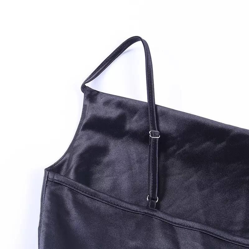 Dress Women Summer Satin Party Dress Black V-neck Hight Side Split Mini Dress Women Skinny Elegant Dresses