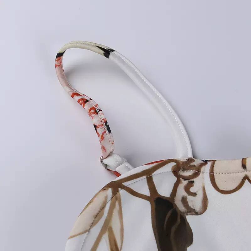 2022 Summer Women Dress Sexy Big V Neck Wrap Hip Tight Halter Dress Printed Flower Dress