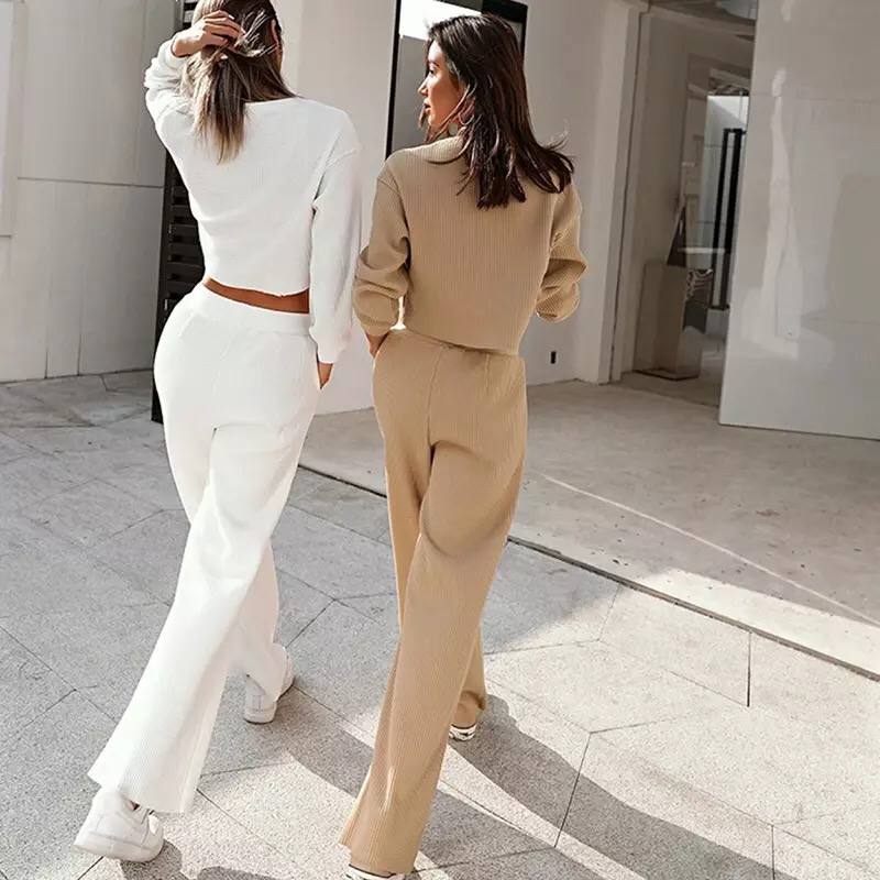 Autumn And Winter Casual Tracksuit Sets Fitness Long Sleeve Top With Sweatpants Slim