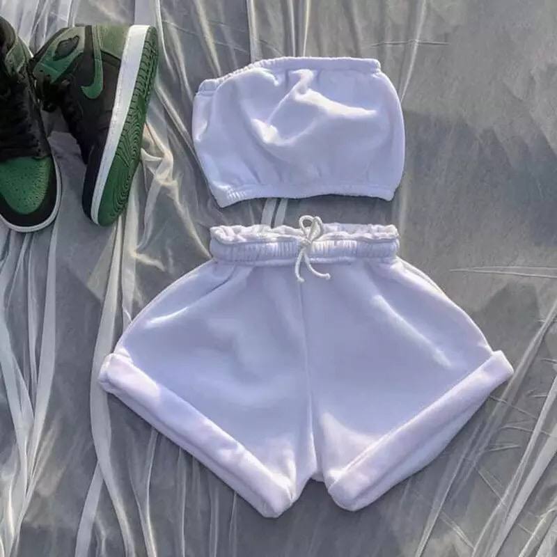 Street Wear Style Women’s Summer New High Waist Strap Fashion Casual Shorts Chest Wrapped Suit