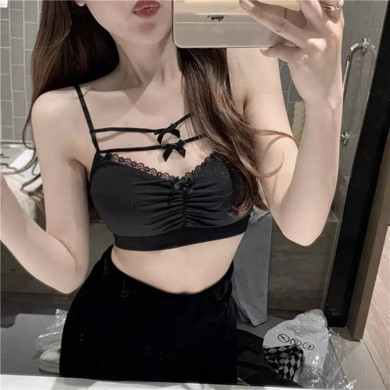 Bow-Knot Suspender Underwear Pure Desire Wind Lace Inner Jacker Female Summer Outerwear Sexy Beautiful Back Tube Top