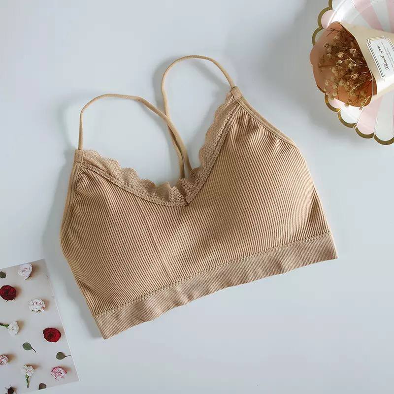 New Sexy Lace Cross Beauty Back Warp Chest Tube Top Girl Suspenders Thread Seamless Women's Sports Underwear