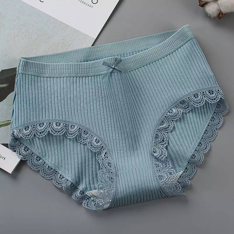 Lace Edge Panties Women's Cotton Crotch Antibacterial, breathable And Mid-Waist Girls Triangle shorts