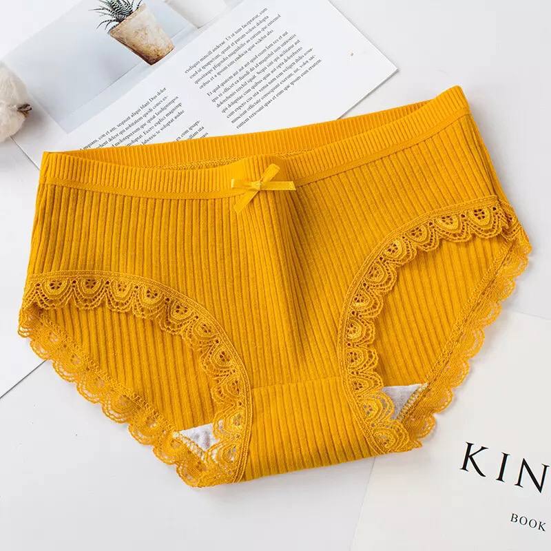 Lace Edge Panties Women's Cotton Crotch Antibacterial, breathable And Mid-Waist Girls Triangle shorts