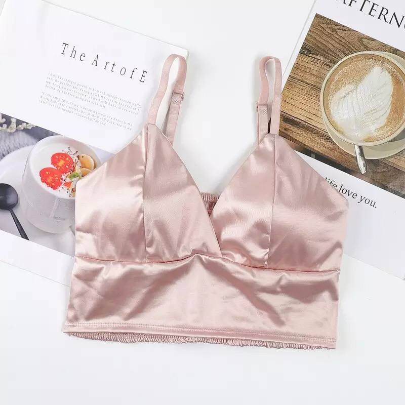 Tube Top Beautiful Back Triangle Cup Bra Bottom Warp Chest Strap, Chest Pad With V-neck